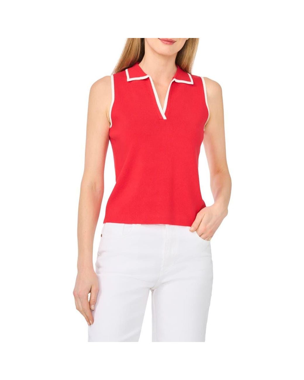Ted Baker Red Piped Sleeveless Polo