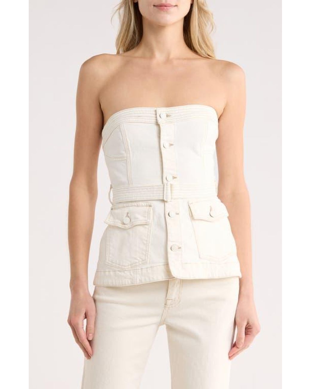 Jonathan Simkhai Natural Belted Bustier Top