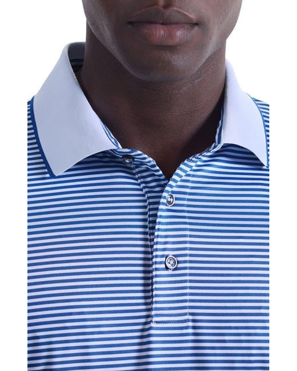 Bugatchi Blue Three-Button Performance Polo for men