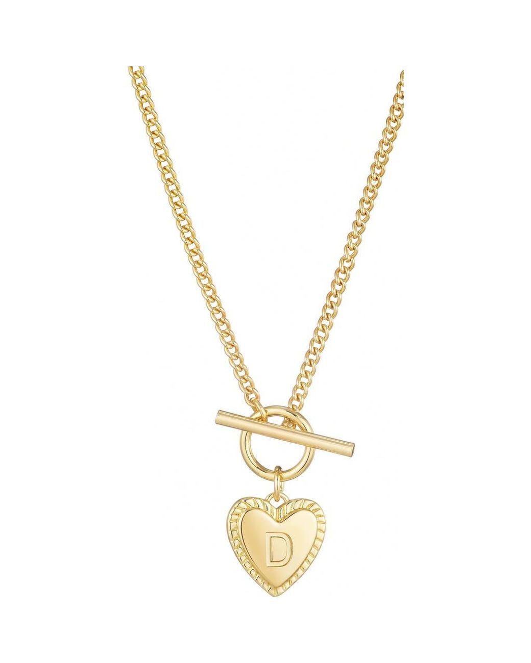 Adornia Metallic Initial Heart Toggle Necklace