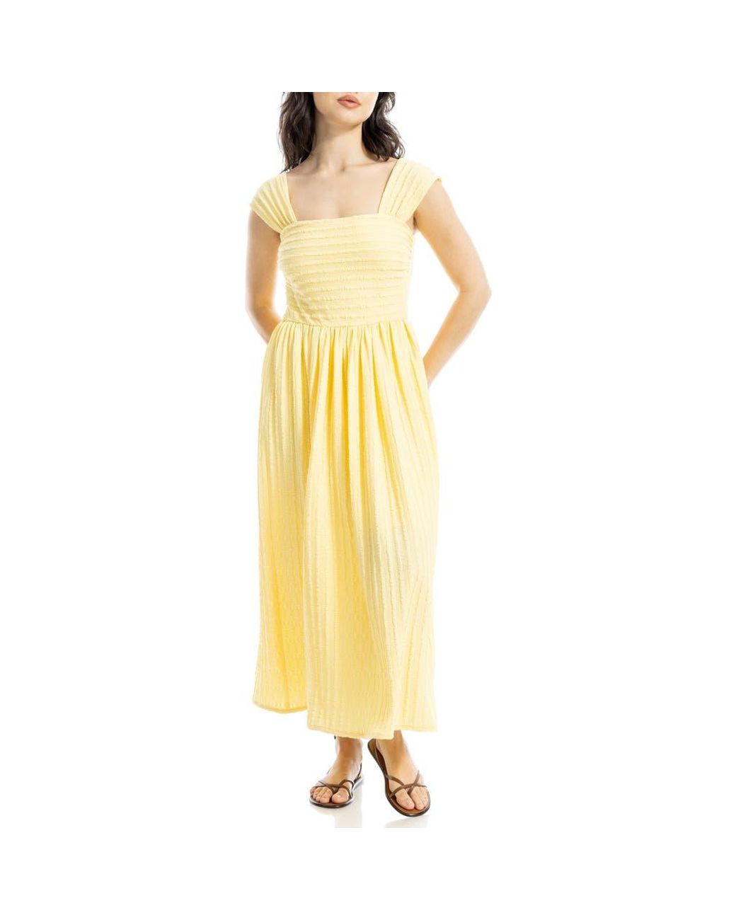 Max Studio Textured Knit Maxi Dress in Yellow | Lyst