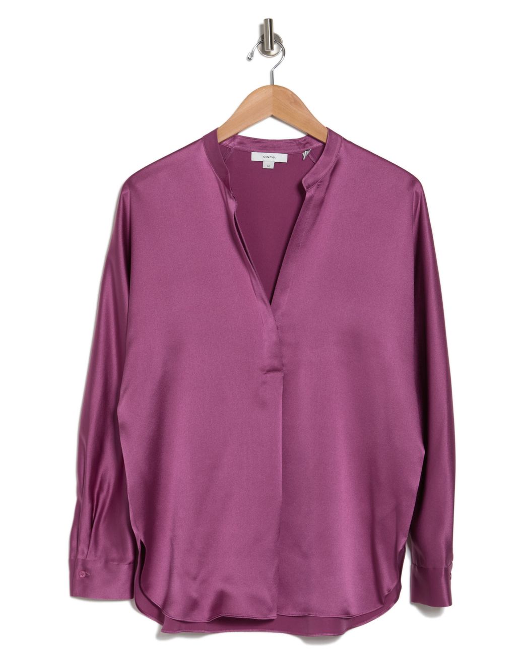 Vince Band Collar Silk Blouse In Camellia At Nordstrom Rack in Purple
