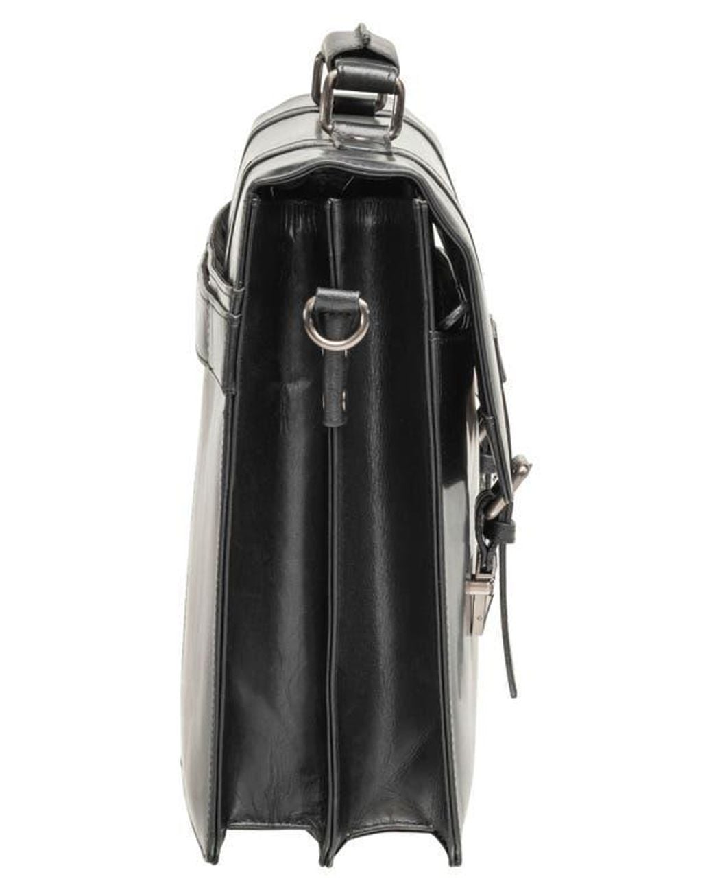 Mancini Black Double Compartment Flap Leather Briefcase for men