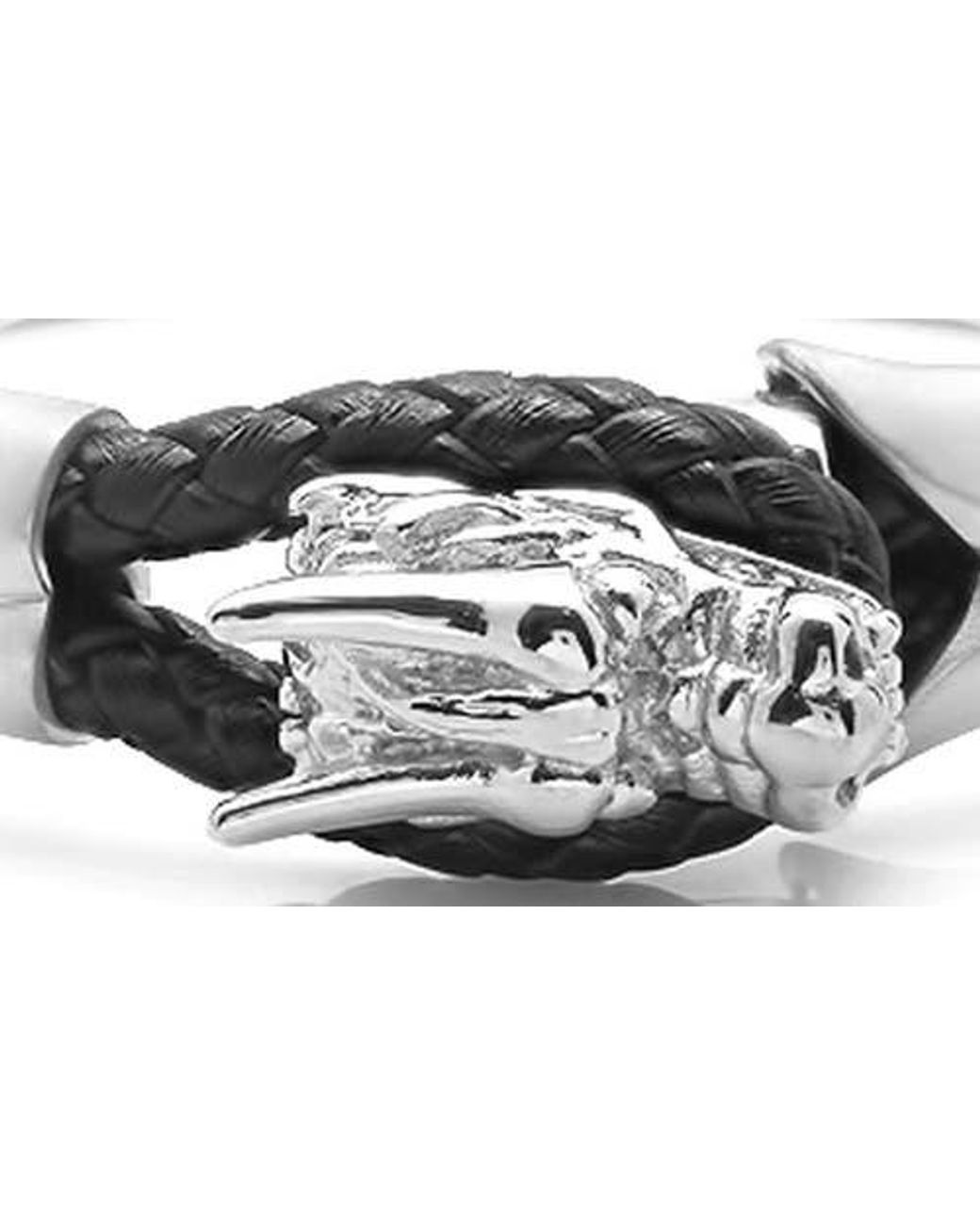 Steeltime Black Braided Leather Bracelet for men