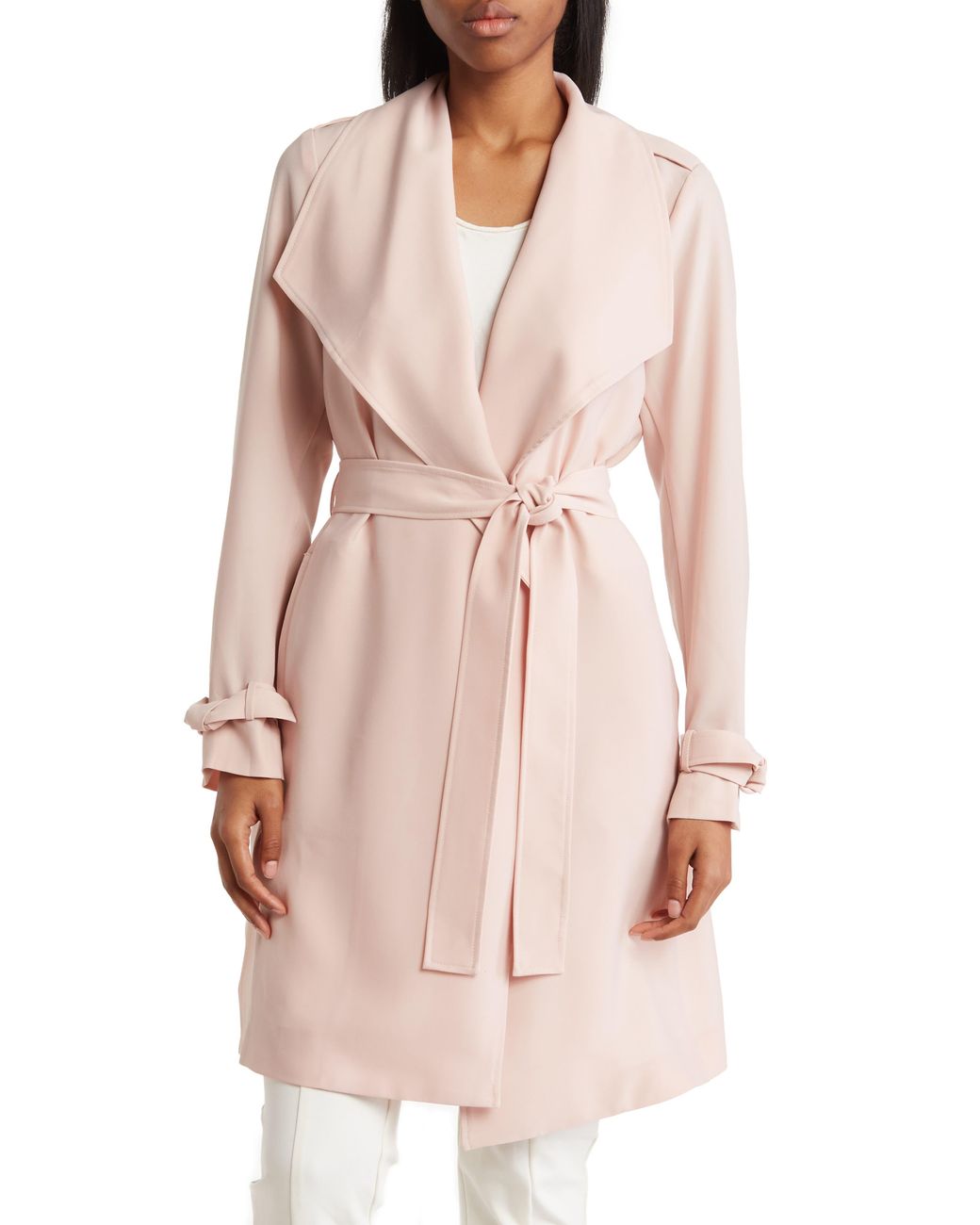 Avec Les Filles Crepe Drape Belted Jacket In Pink Smoke At Nordstrom