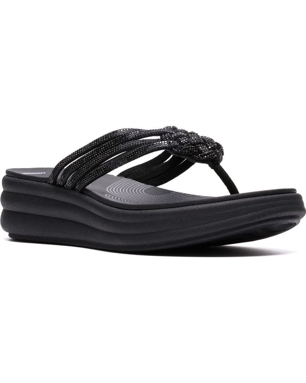 Clarks Black Drift Gem Flip Flop