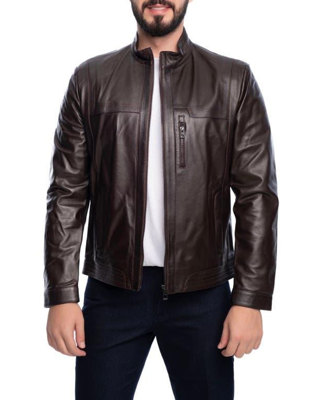 VELLAPAIS Black Lisbon Leather Jacket for men