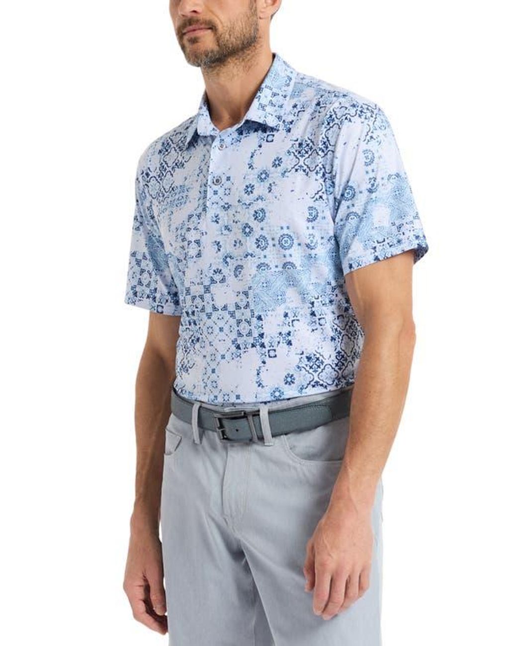 Robert Graham Blue Riverside Knit Polo for men