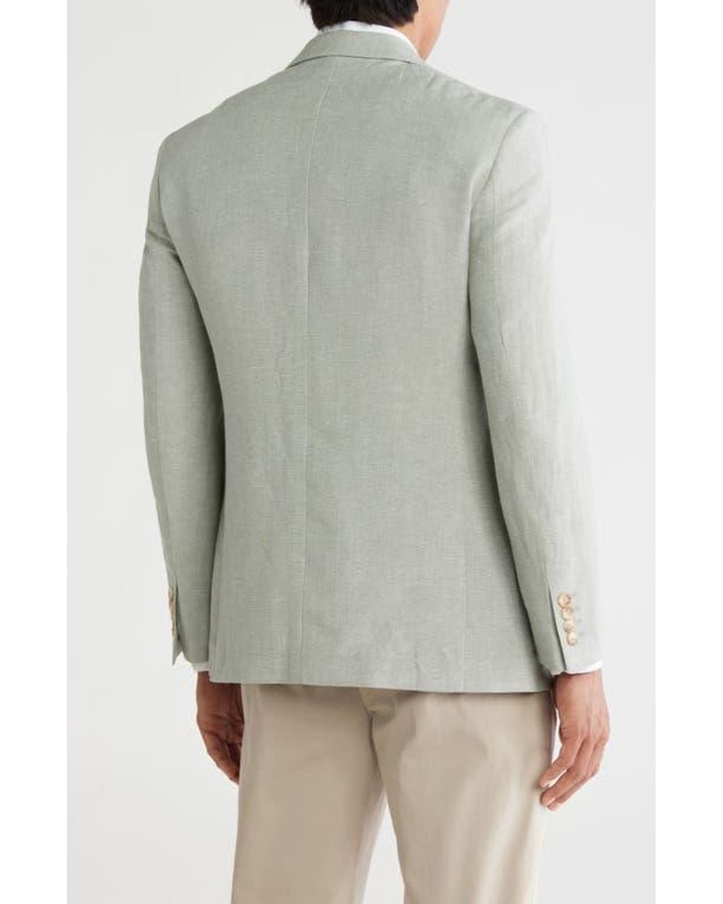 Gino Vitale Gray Slim Fit Solid Linen Blend Blazer for men