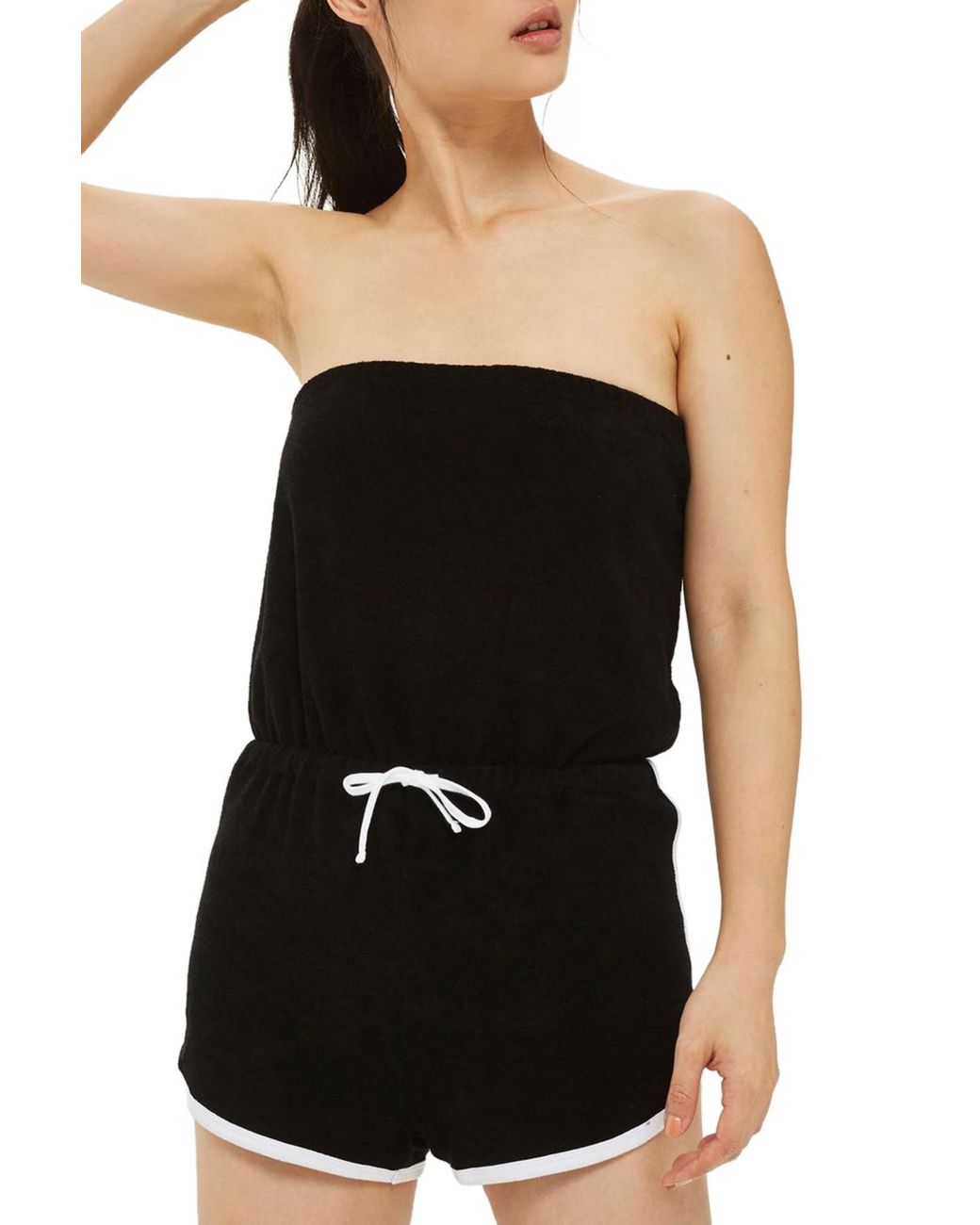 Terry Cloth Romper  Strapless Terry Cloth Romper 