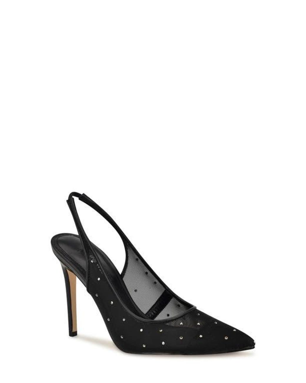 Nine West Black Feather Rhinestone Mesh Pump