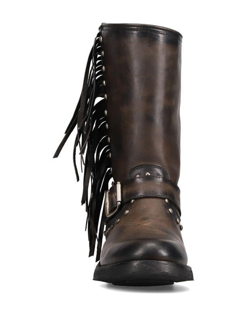 Frye Black Viv Fringe Trim Boot