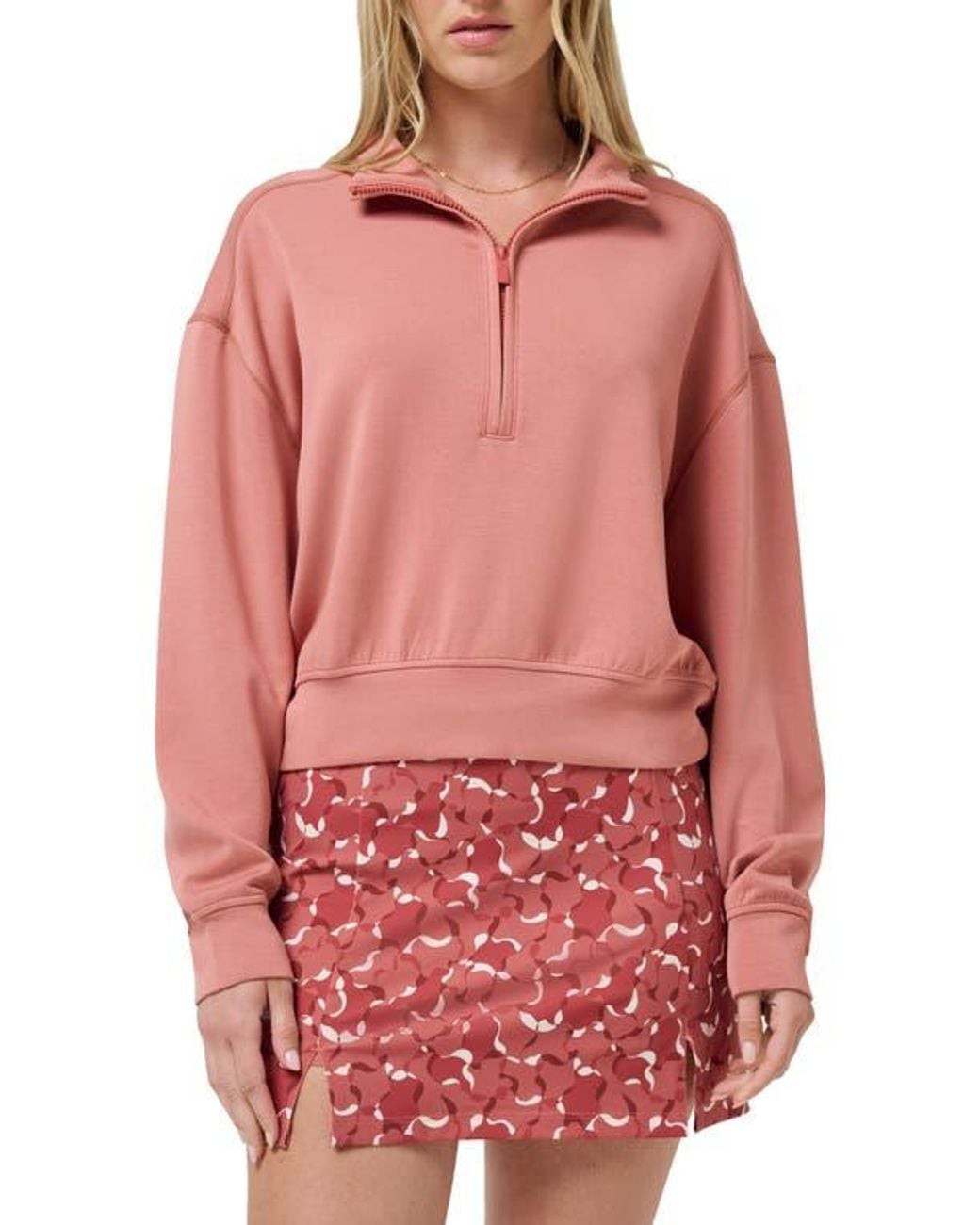 Travis Mathew Red Skyloft Soft Echo Half Zip Pullover