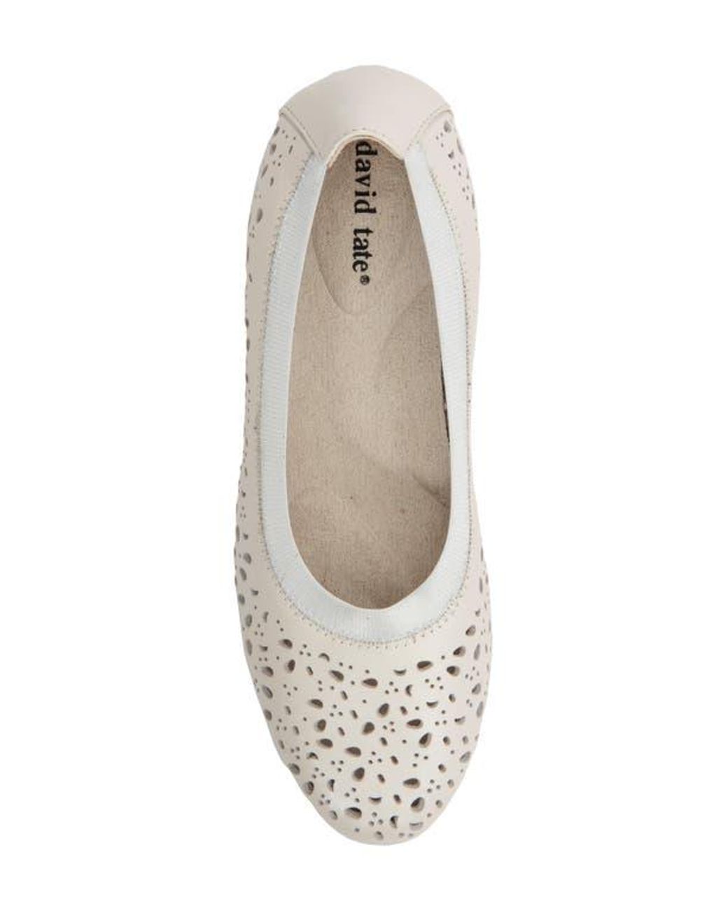David Tate White Laser Cut Ballet Flat