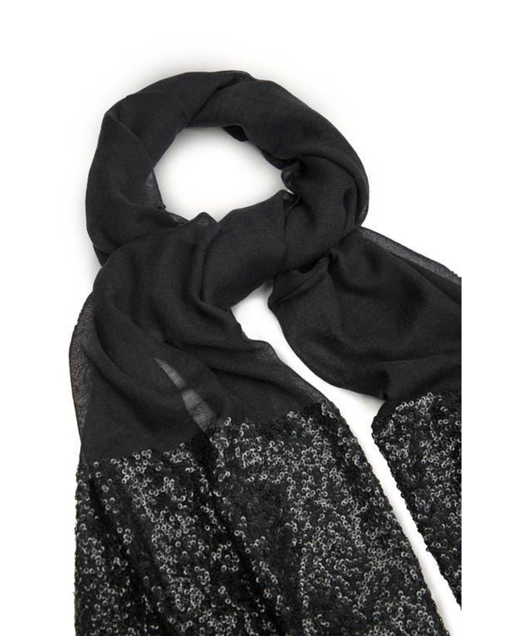 Saachi Black Sequin Wool Formal Scarf