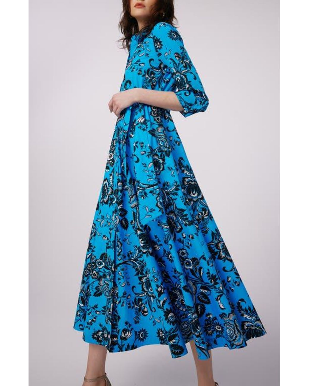 Diane von Furstenberg Blue Blaine Floral Shirtdress