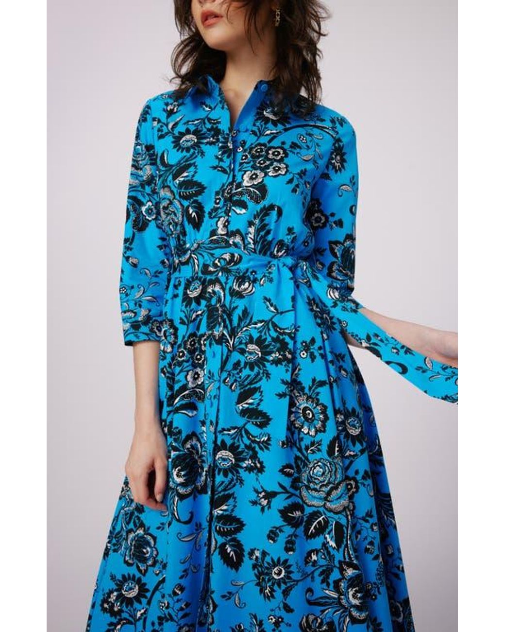 Diane von Furstenberg Blue Blaine Floral Shirtdress