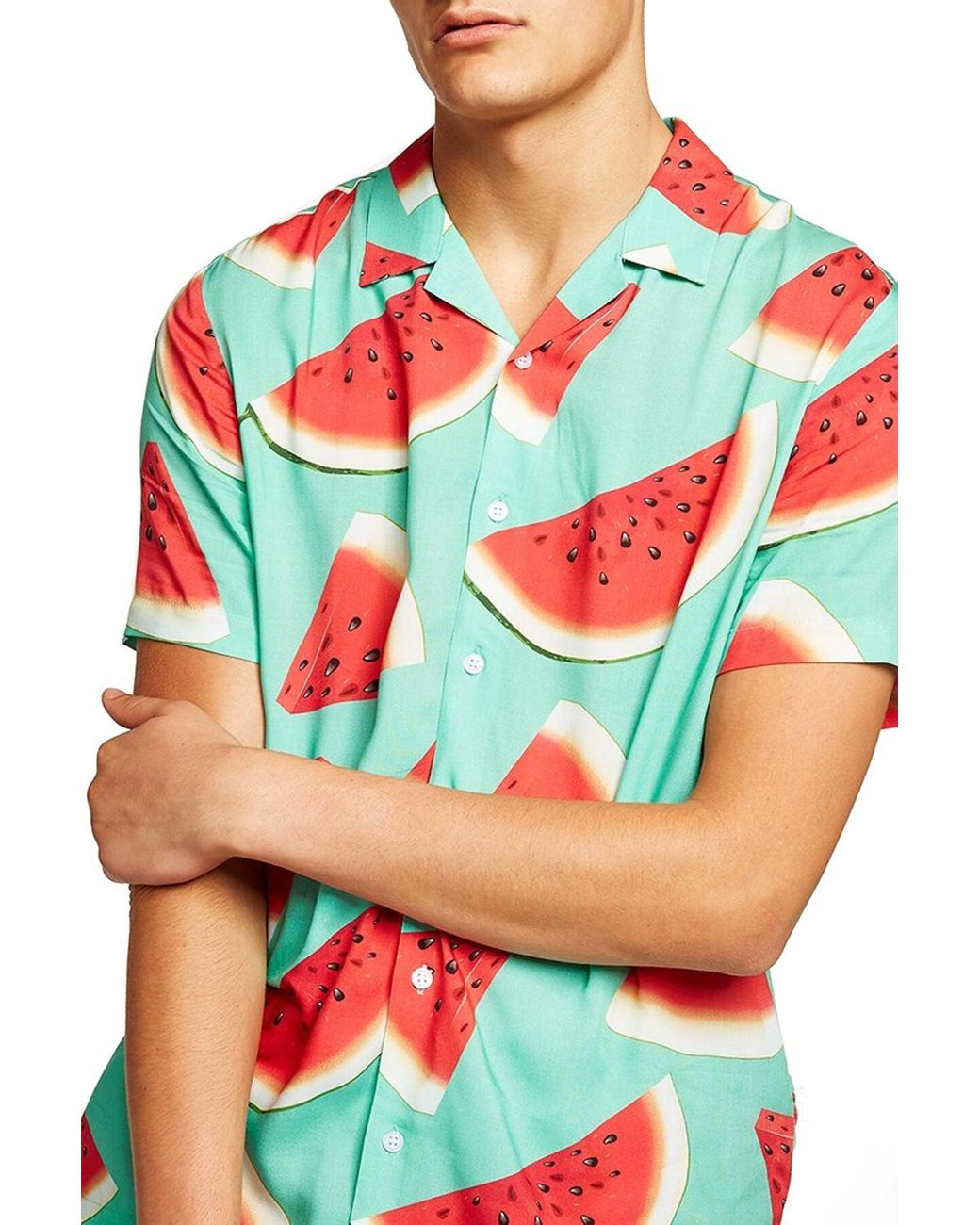 TOPMAN Synthetic Watermelon Print Shirt in Blue for Men Lyst