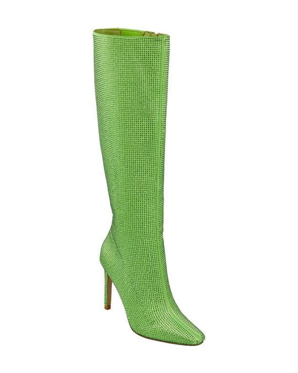 Lady Couture Green Diamond Rhinestone Pointed Toe Boot