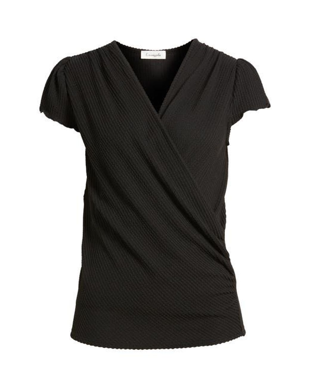Loveappella Black Texture Wrap Front Top