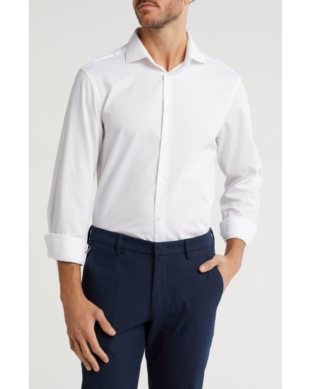 Calvin Klein Core Slim Fit Dress Shirt in White for Men Lyst