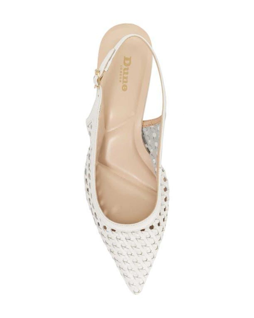 Dune White Divided Pointed Toe Slingback Pump