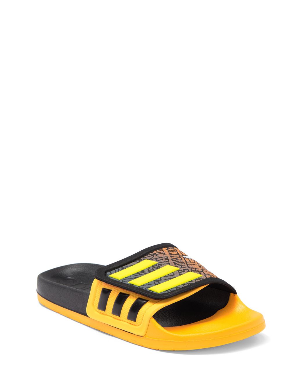 adidas Adilette Comfort Footbed Slide Sandal In Core Black/yellow/gold At  Nordstrom Rack | Lyst
