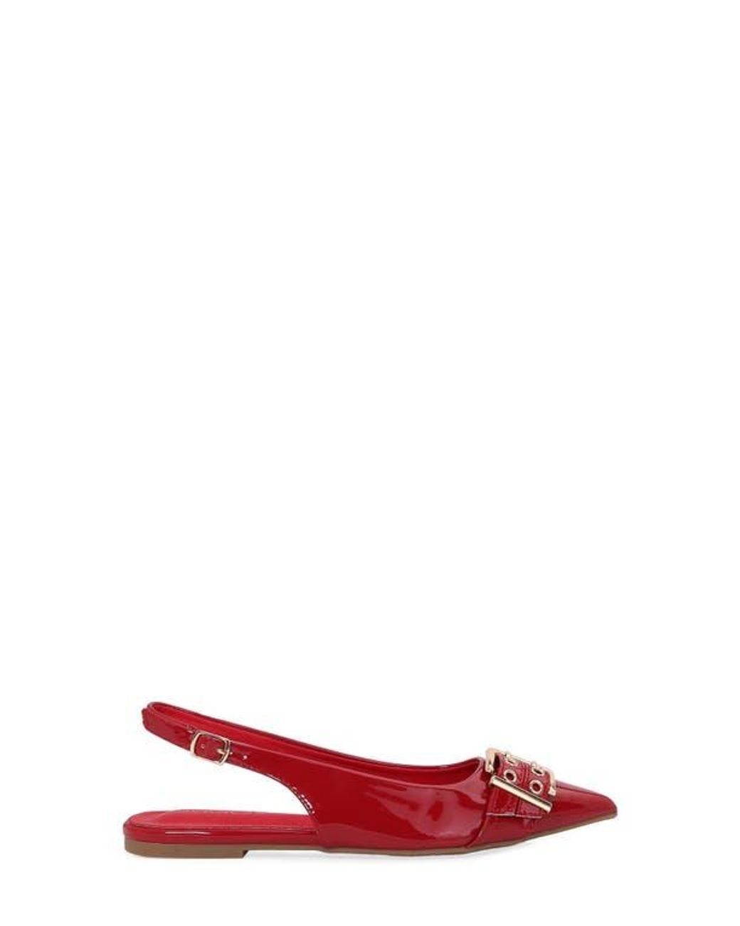 BERNESS Red Buckle Slingback Pointed Toe Flat