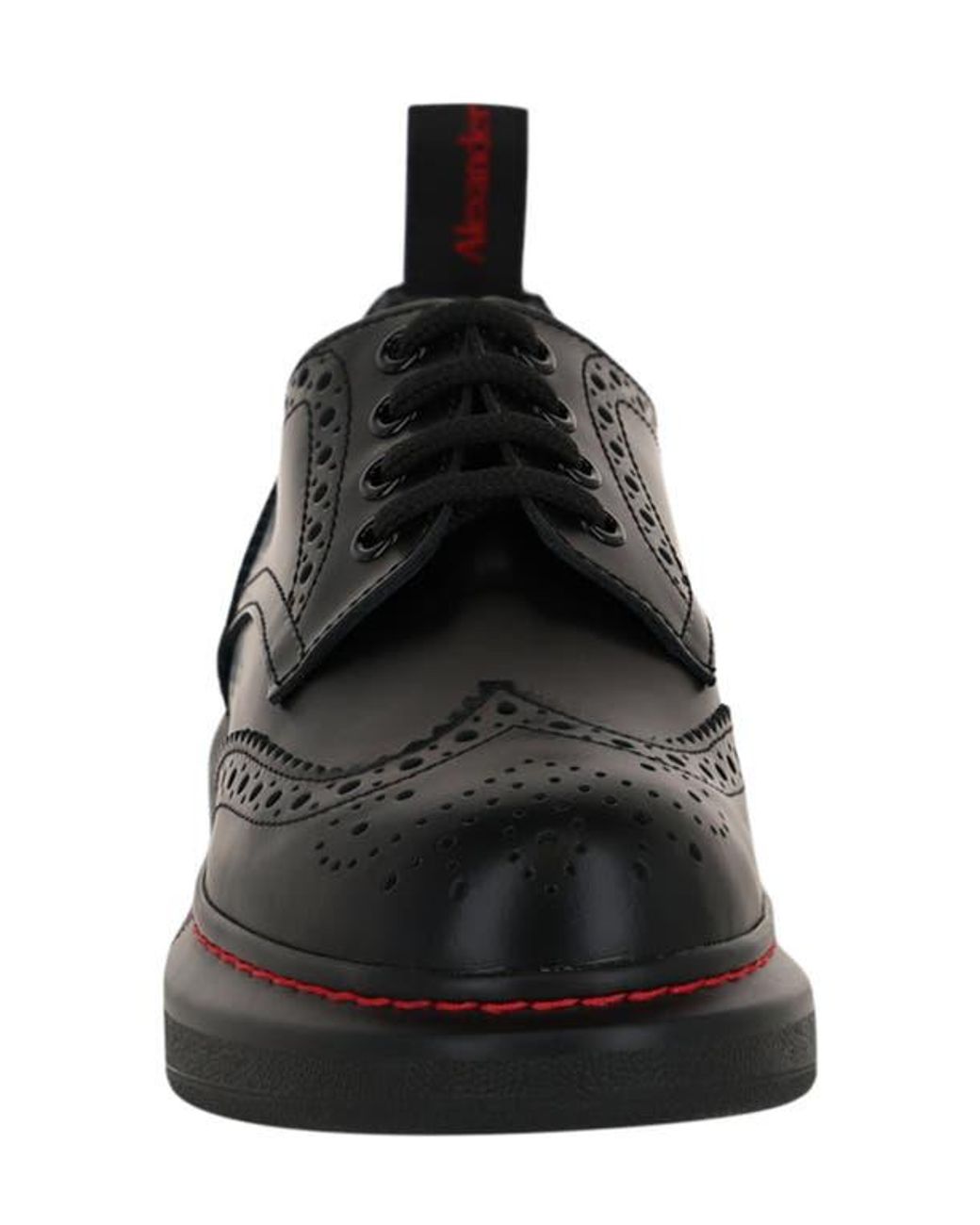 McQueen Black Liquid Brogue Derby