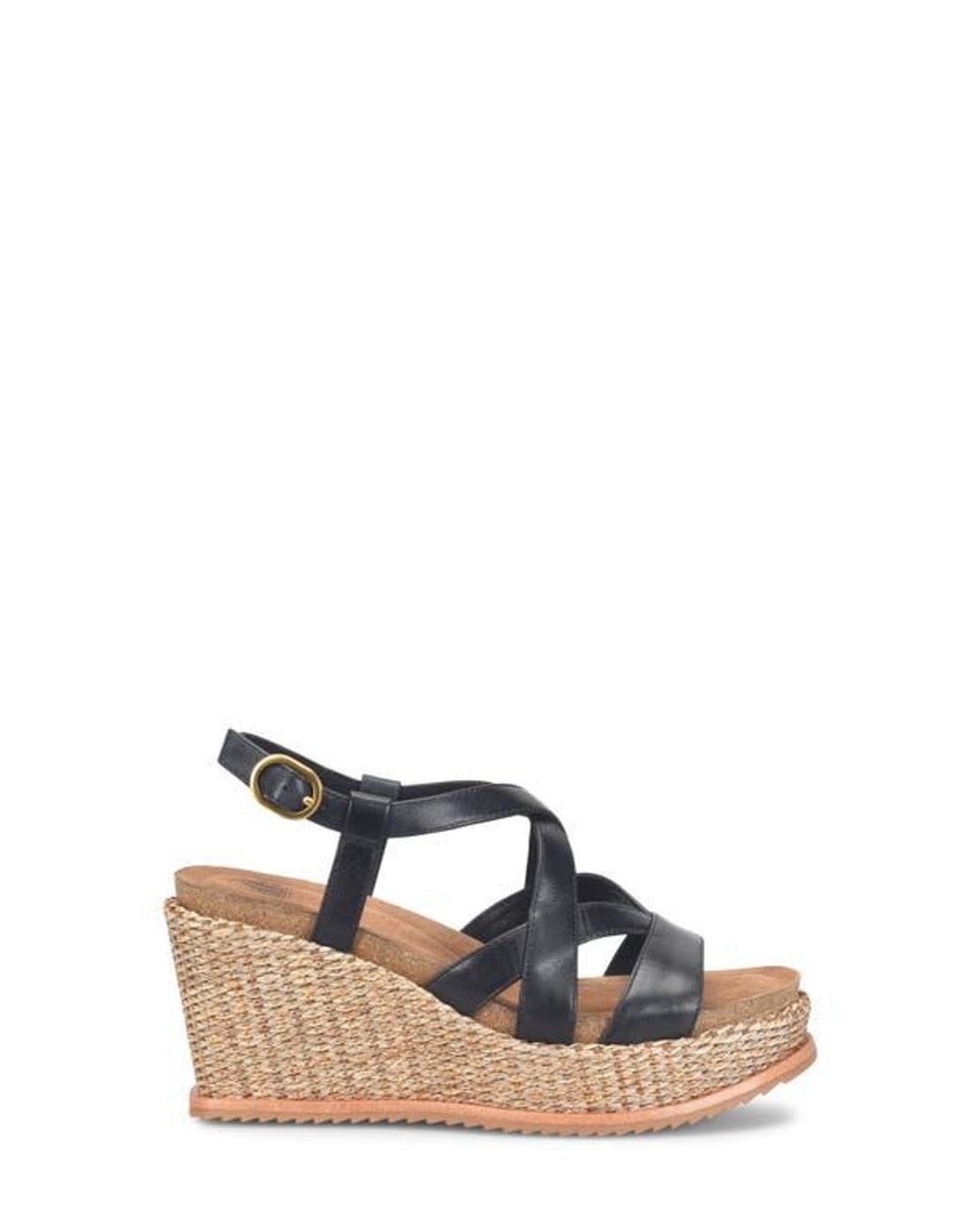 Söfft Black Devyn Slingback Espadrille Platform Wedge Sandal
