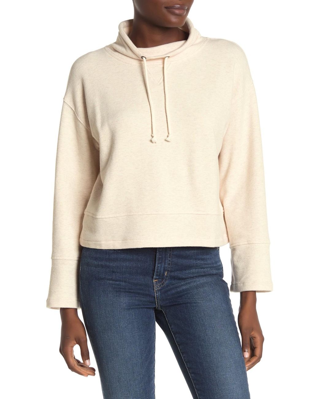 Download Madewell Cotton Mock Neck Sweatshirt in White - Lyst