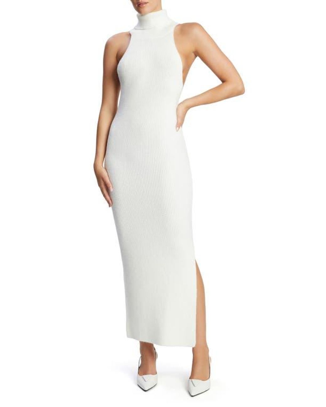 Bardot Mariano Turtleneck Sleeveless Rib Sweater Dress in White | Lyst