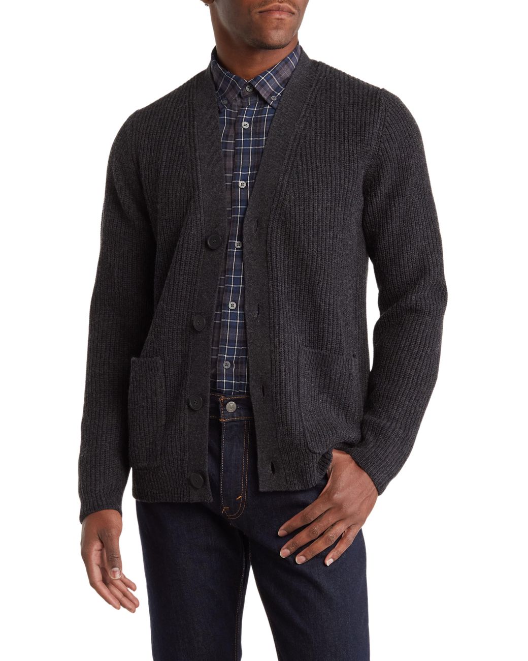 Slate u0026 Stone Ribbed Cardigan Sweater In Charcoal At Nordstrom Rack in  Black for Men | Lyst