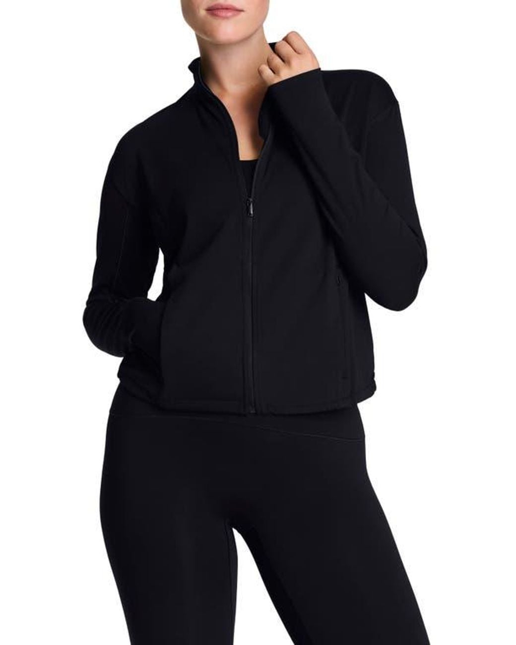 Spanx Black Brushed Full Zip Jacket