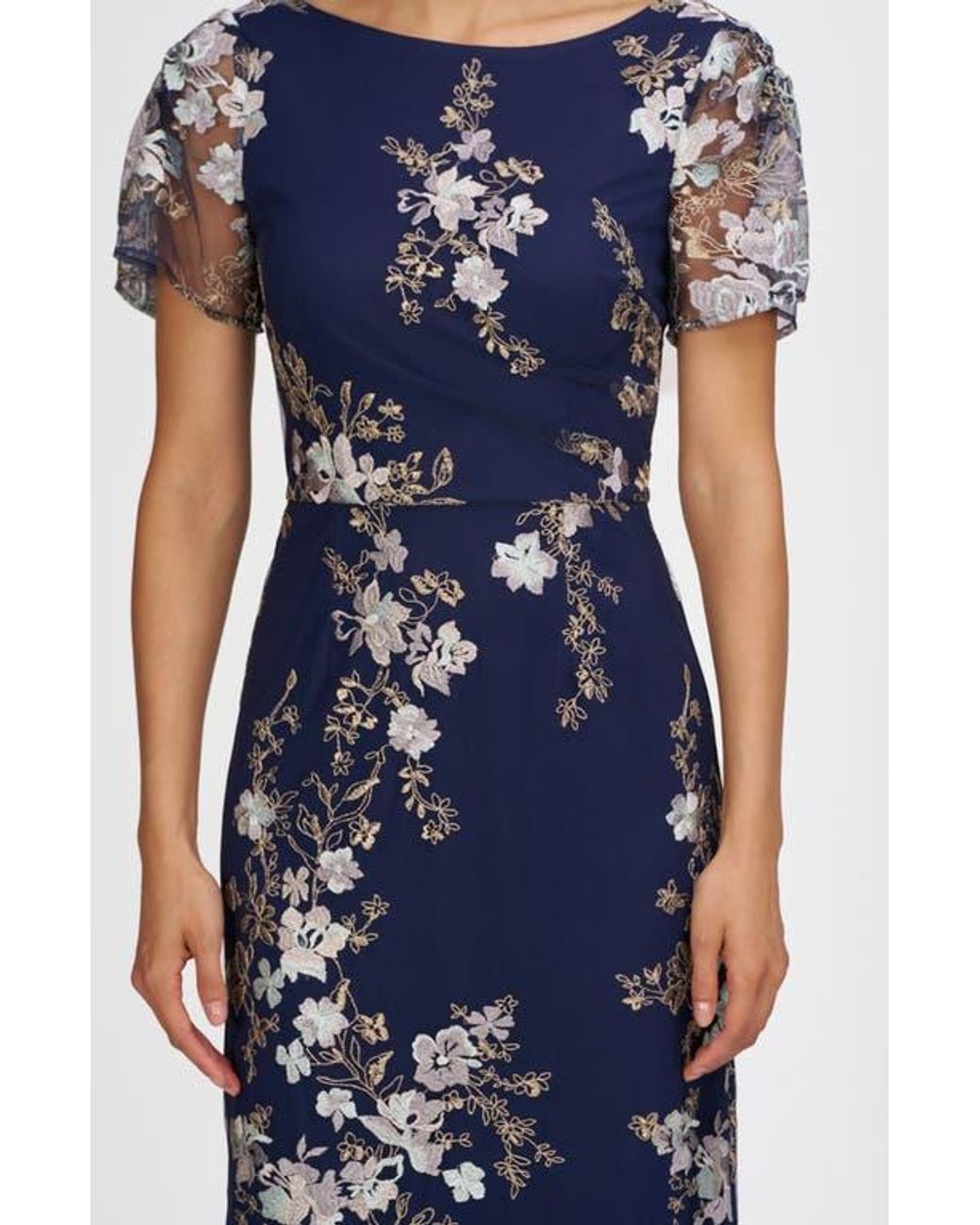 JS Collections Esmerelda Embroidered Cocktail Midi Dress in Blue | Lyst