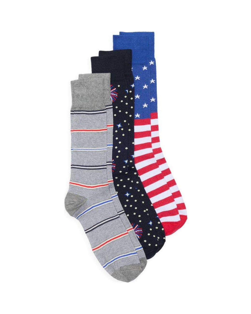 Lorenzo Uomo Blue Assorted 3-Pack Crew Socks for men
