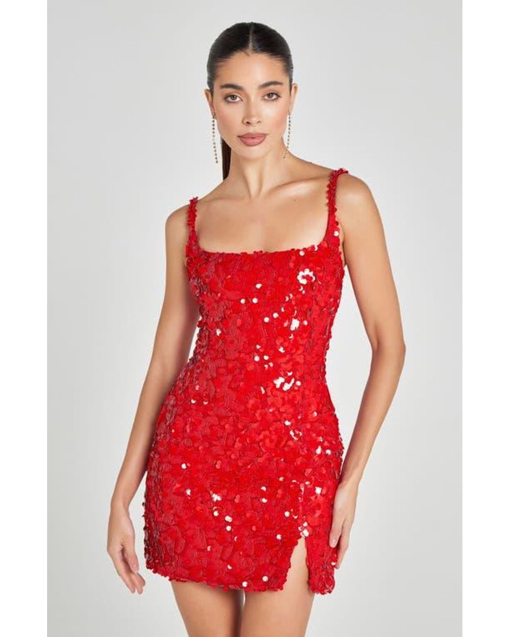 Nadine Merabi Karlie Sequin Minidress in Red | Lyst
