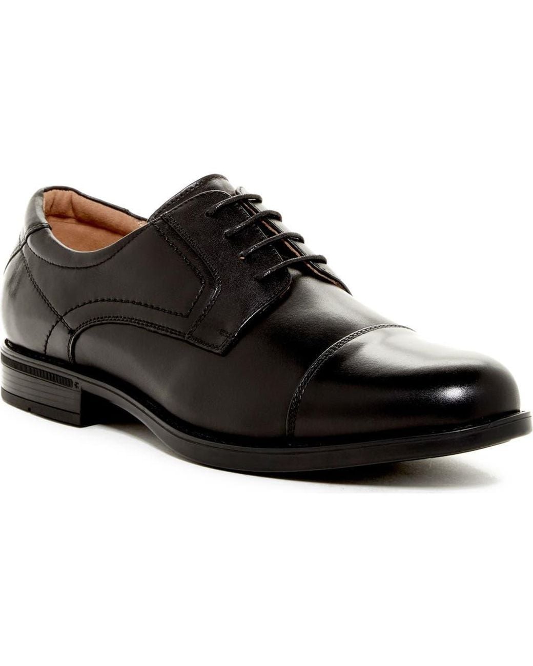 Florsheim Black Leather Cap-Toe Derby Oxfords for men