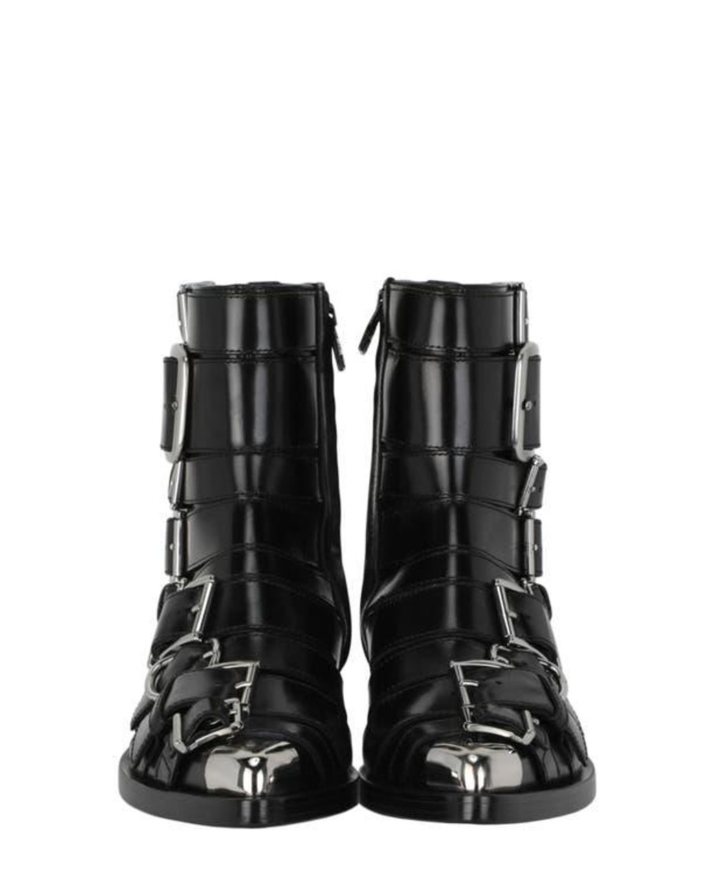 Alexander McQueen Black Strappy Punk Ankle Bootie
