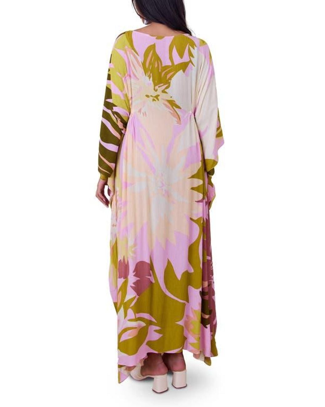 Saachi Pink Botanical Print Maxi Caftan