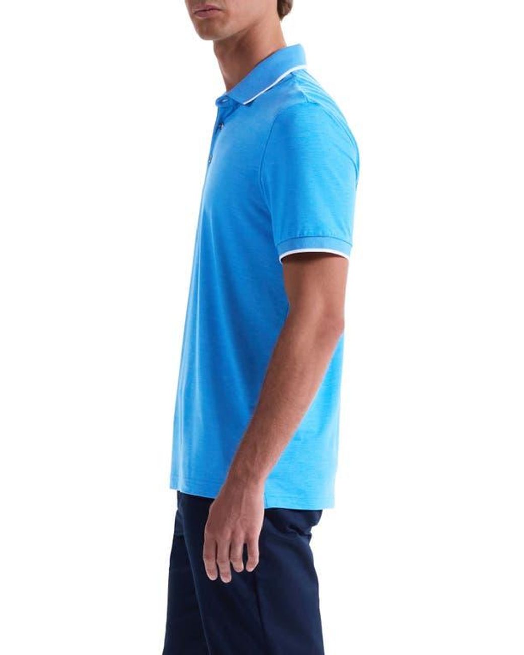 Bugatchi Blue Three-Button Performance Polo for men