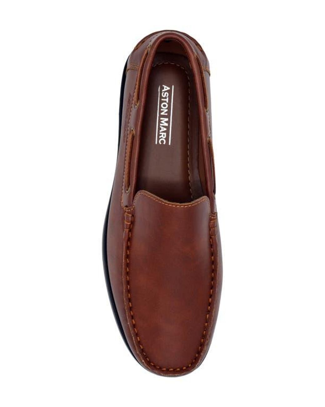 Aston Marc Brown Faux-Leather Slip-On Loafers for men