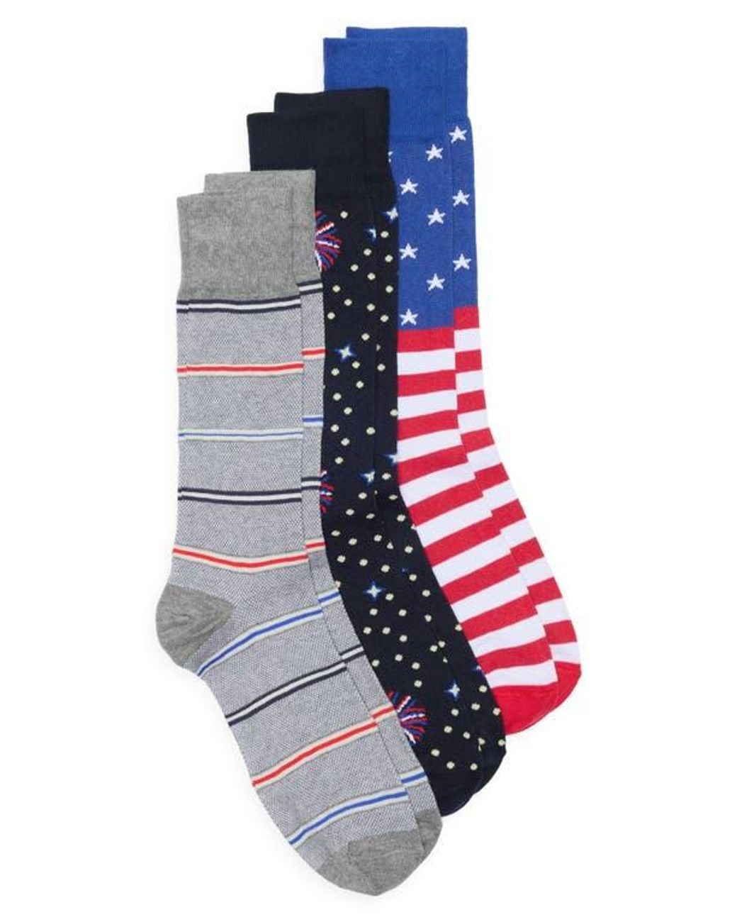 Lorenzo Uomo Blue Assorted 3-Pack Crew Socks for men