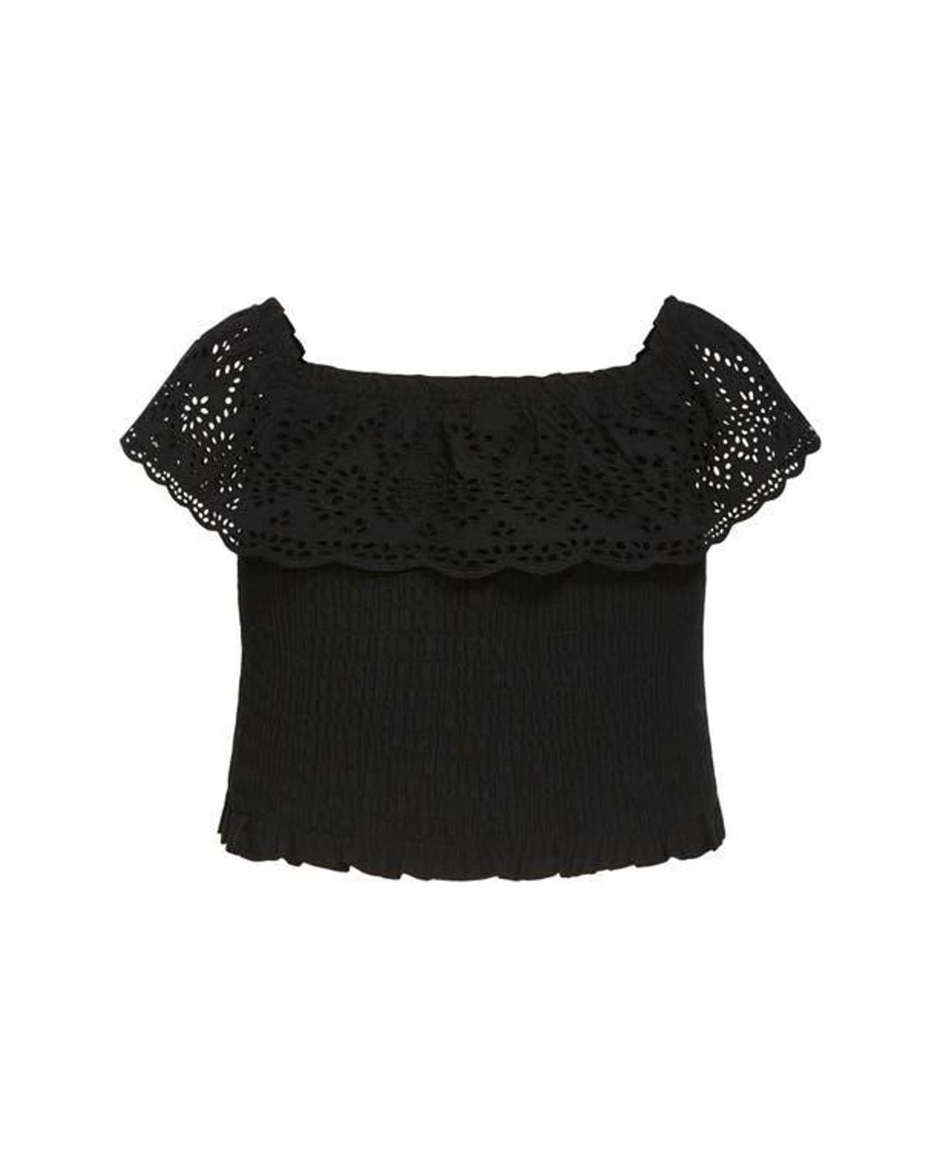 City Chic Black Jayde Eyelet Overlay Top