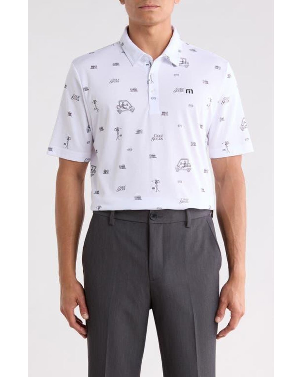Travis Mathew White Golf Sucks Performance Polo for men