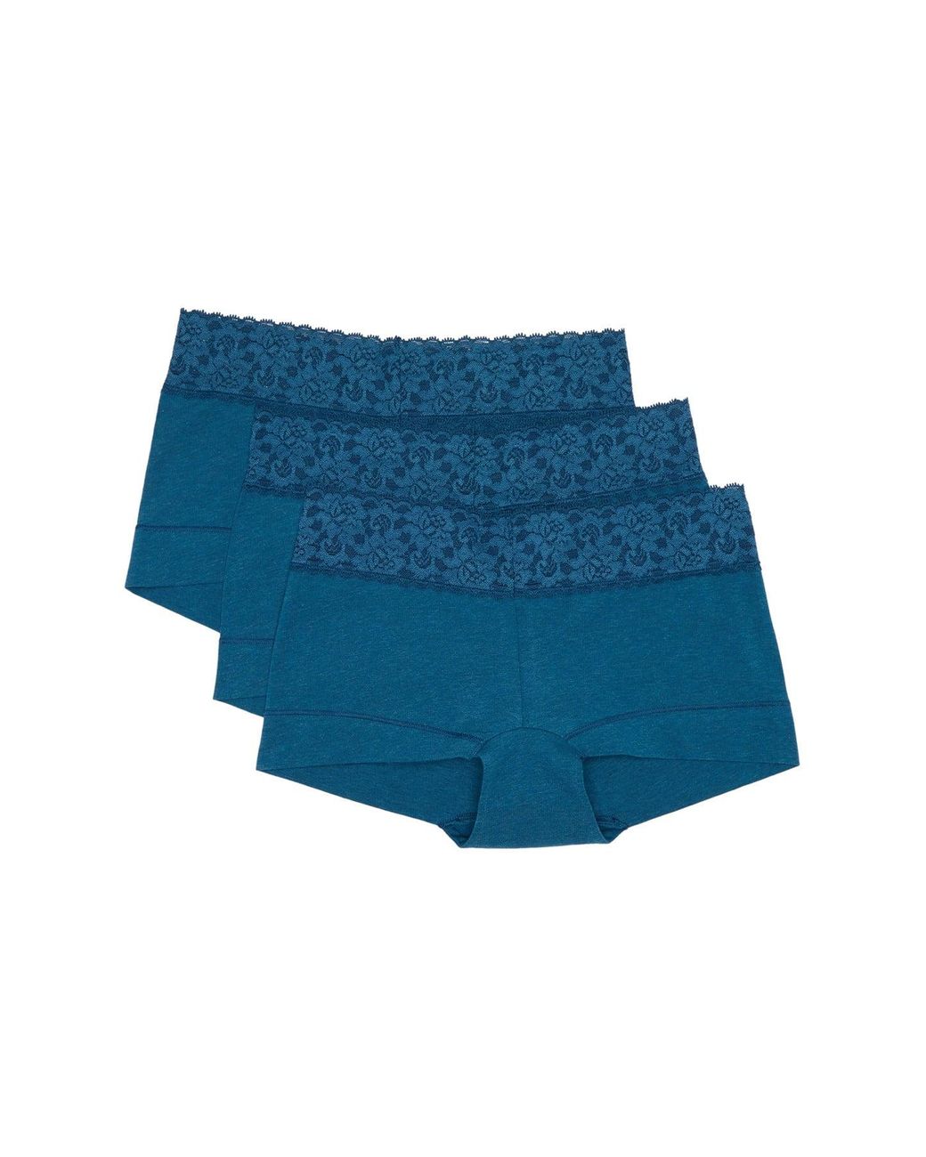 Maidenform Cotton Dream Striped Lace Trim Boyshorts in Blue Lyst