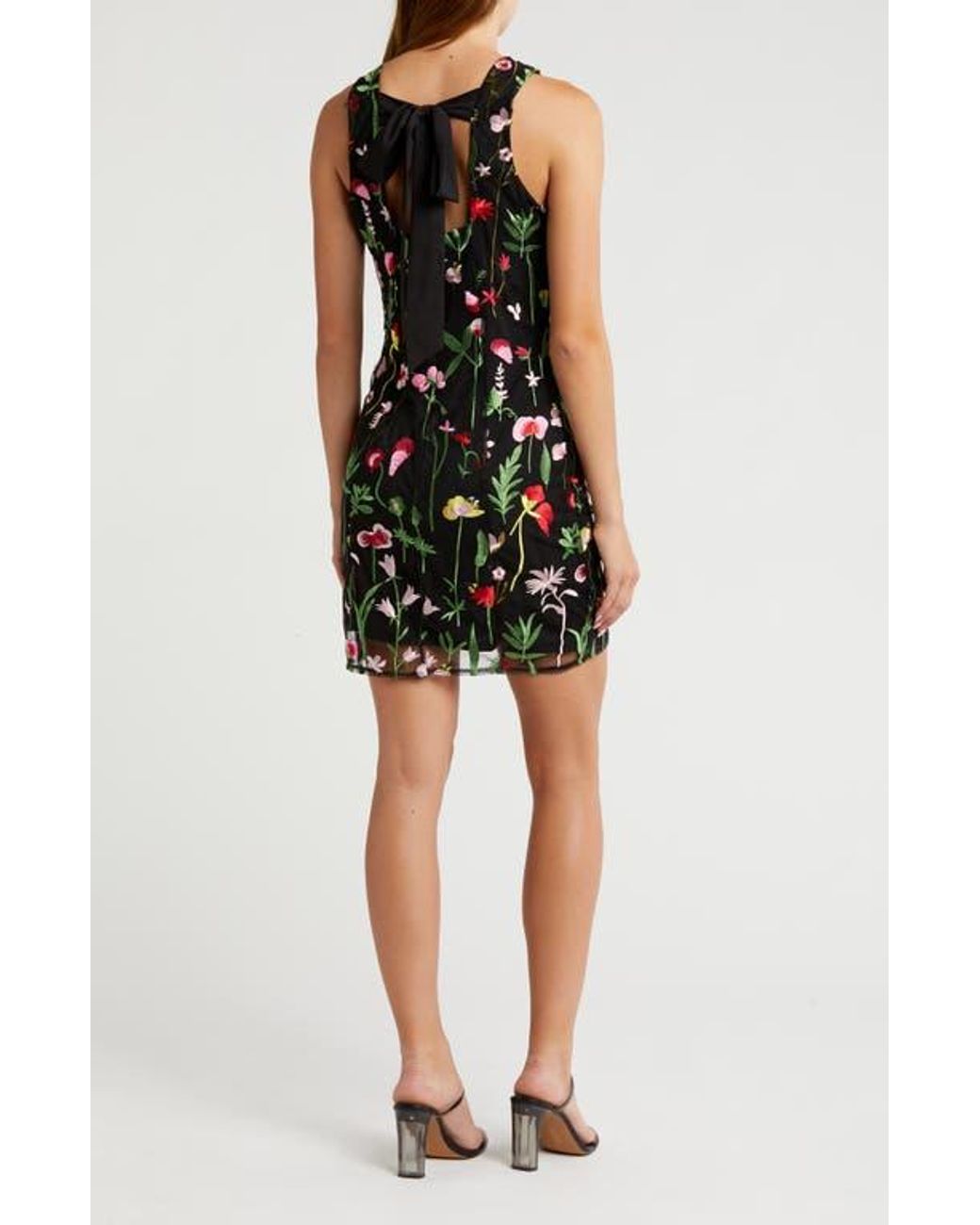 Sam Edelman Fresh Cut Floral Embroidered Sheath Dress in Black | Lyst