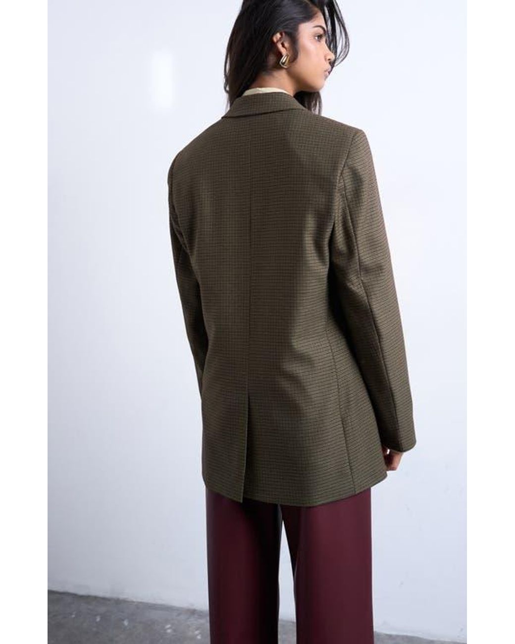 TOPSHOP Brown Oversize Houndstooth Blazer