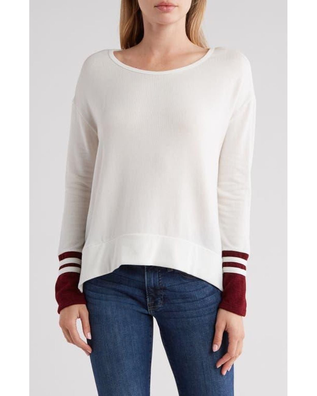 Go Couture White Spring Varsity Sweater