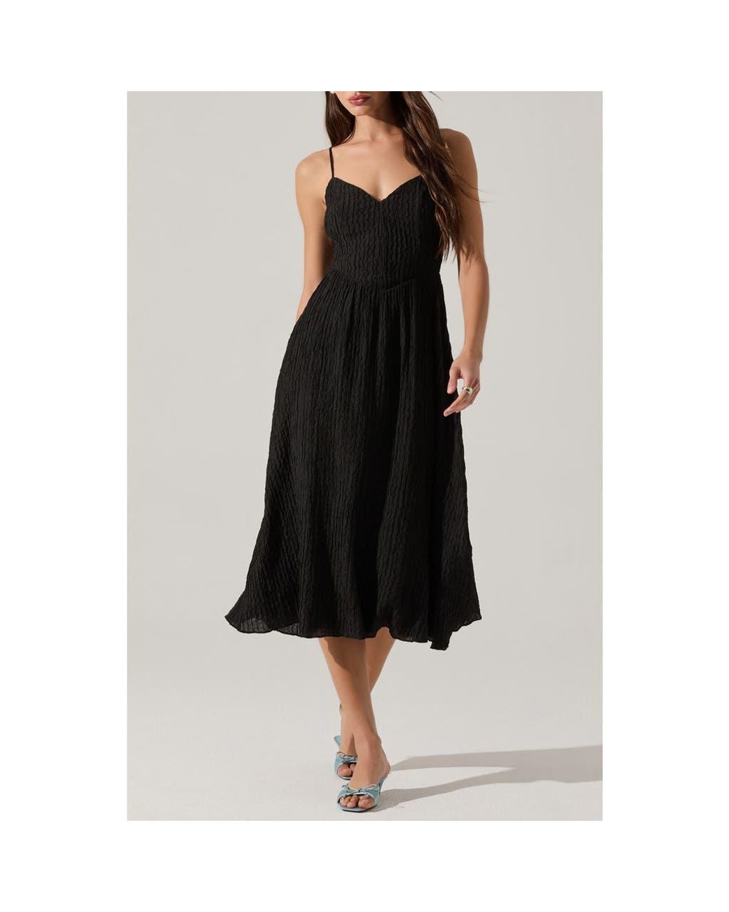 knee length dresses for ladies V-Neck Pleated Floral Midi Dress main image 0